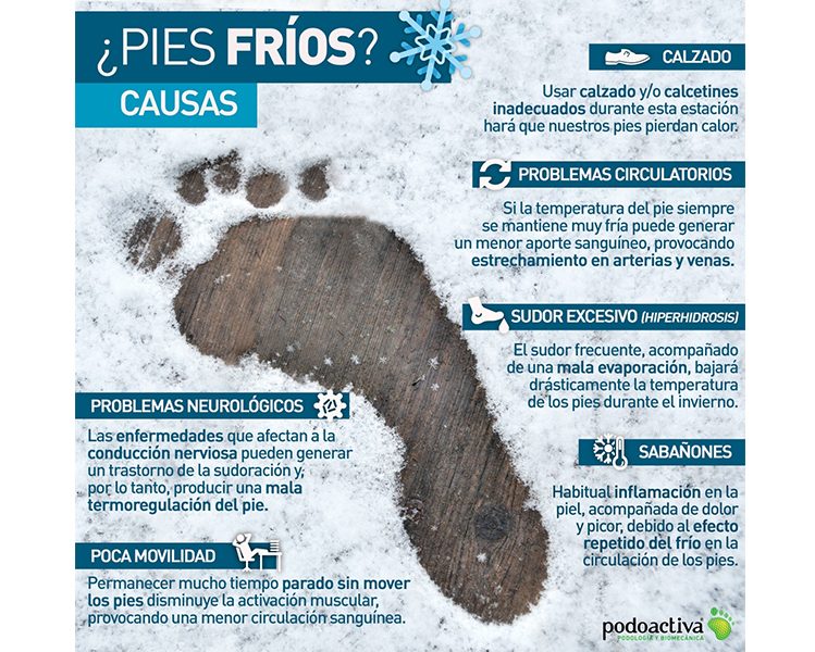 infografía de consejos sobre el frío en los pies